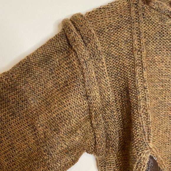 NEW Women’s Vintage Maori Bee Sweater Brown Leather Patchwork HandKnit - Picture 7 of 11